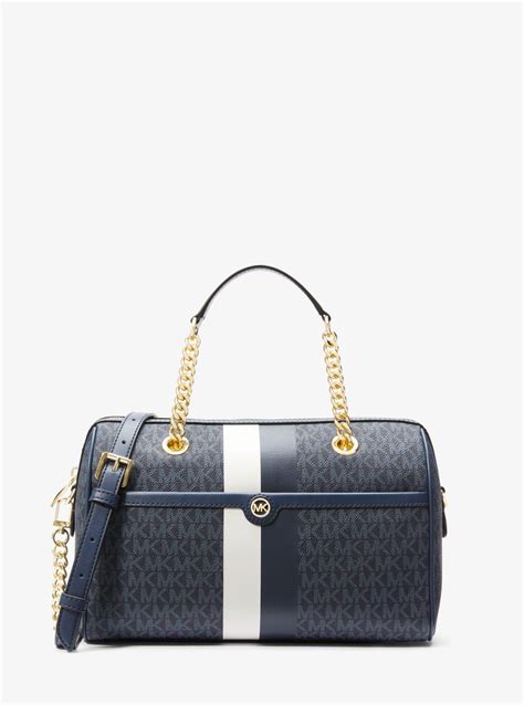 michael kors blaire satchel|Blaire Medium Logo Stripe Satchel .